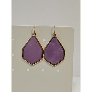 Barse Earrings Gold tone Purple /Amethyst Stone Dangle
